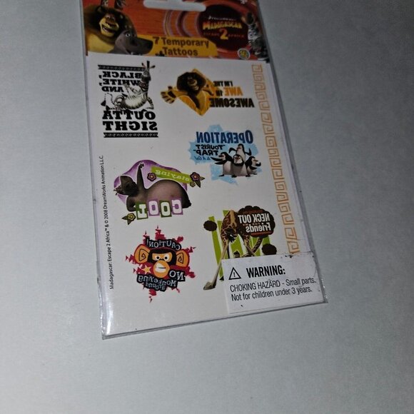 Madagascar Escape 2 Africa Movie 7 Temporary Tattoos Alex Marty Gloria Melman - Picture 2 of 4